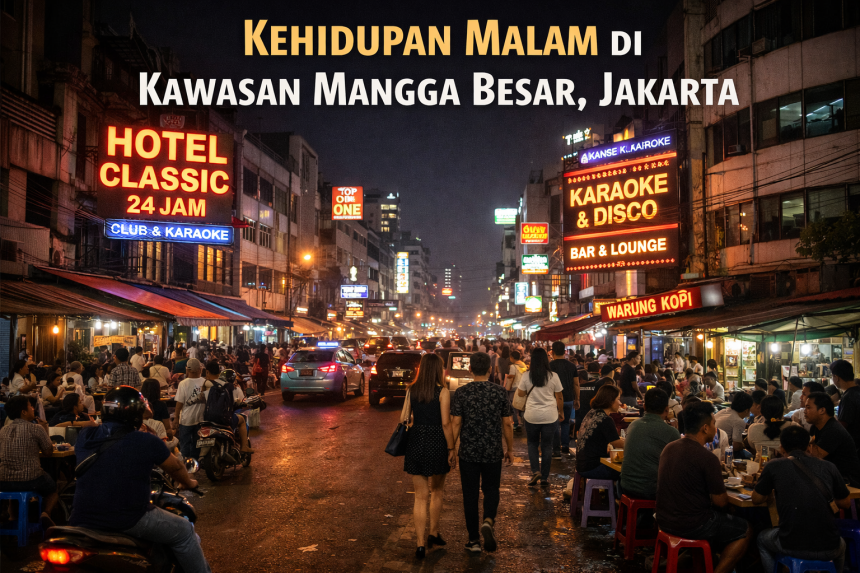 Kehidupan malam di kawasan Mangga Besar, Jakarta